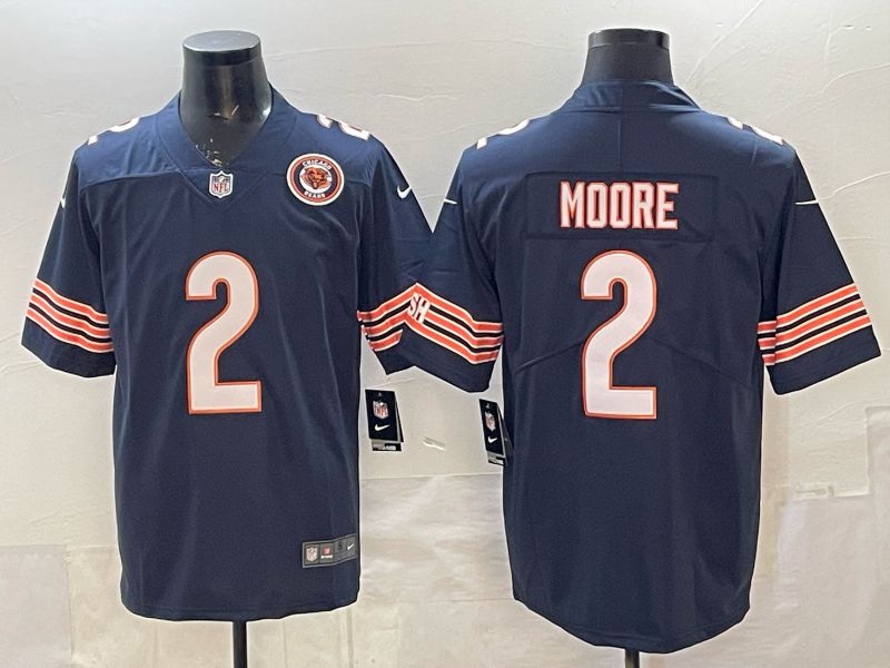 Men Chicago Bears #2 Moore Blue 2th generations 2026 Nike Limited NFL Jersey style 115
